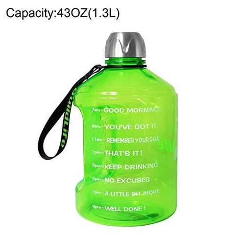 BuildLife 43OZ(1.3L) Water Bottle Motivational Fitness Workout with Time Marker |Drink More Water Daily | Clear BPA-Free |Water Throughout The Day for Child (1.3L-Green, 1.3L) [product _type] BuildLife - Ultra Pickleball - The Pickleball Paddle MegaStore