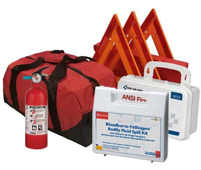 Safety and Trauma Supplies All-in-One DOT OSHA Compliant Kit with 1.5 lb Fire Extinguisher