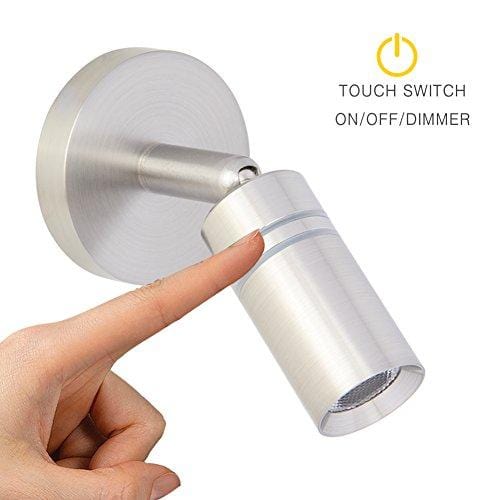 acegoo 12V Reading Light, RV Boats LED Reading Lamp Dual Lighting Mode Directional Lighting with Dimmable Touch Switch Brushed Nickel, Hard-Wired