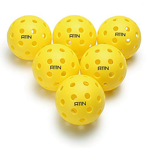 A11N Premium 40 Holes Outdoor Pickleball Balls, Durable Ball with Nice Bounce, Special Design for Outdoor Courts (6 &12 Packs Available)- Bright Yellow