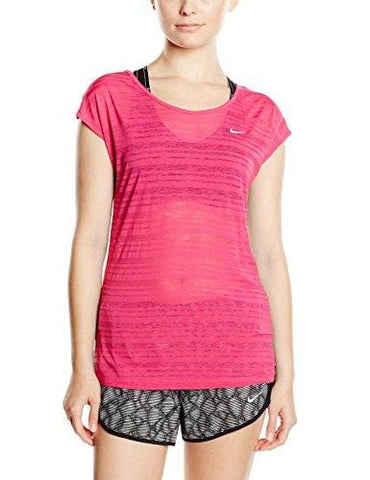 Nike Women's Dri-FIT Cool Breeze Short Sleeve Top, Vivid Pink/Reflective Silver, LG