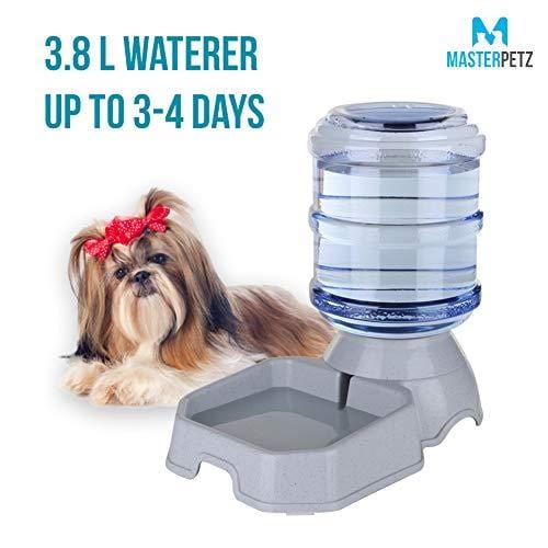 Automatic Dog Water Bowl with Wide Bowl for Dogs Cats Pets Puppy Kitten with 1 Gallon 3.8 Liter Capacity, Replendish Gravity Waterer Easy Cleaning Safety Twist Mouth Ring with Dog Food Recipe Ebook
