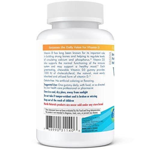 Nordic Naturals Vitamin D3 Plus K2 Gummies - Vitamin D3 from Natural Cholecalciferol for Optimal Calcium Absorption With Vitamin K2, Supports Formation of Healthy Bones, Pomegranate Flavor, 60 Count