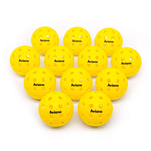 Pickleball Ball Set | Professional USAPA Approved for Sanctioned Tournament Play | 40 Holes & Specifically Designed for Outdoor Courts | Yellow, 6 or 12 Balls Pack (Yellow 12 Balls Pack)