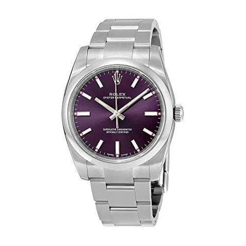 Rolex Oyster Prepetual Automatic Purple Grape Dial Stainless Steel Unisex Luxury Watch 114200RGSO