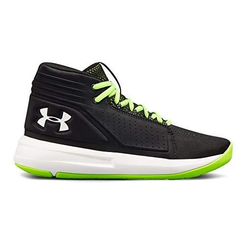 Under Armour Boys' Grade School Torch Mid Basketball Shoe, Black (001)/Hyper Green, 6