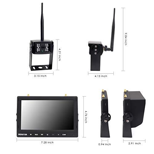 CAMONS Digital Wireless Backup Camera for RV, Trucks, Trailer Backup Camera with Monitor (7" Quad Split No Flicker, Built-in DVR), 120°HD Night Vision IP68 Waterproof Camera Rear/Side/Front with Mic