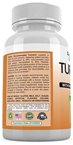 Turmeric Curcumin - 2250mg/d - 180 Veggie Caps - 95% Curcuminoids with Black Pepper Extract (Piperine) - 750mg Capsules - 100% Organic - Most Powerful Turmeric Supplement - with Triphala