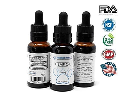 Calming Hemp Oil for Dogs and Cats: Joint Support, Pain Relief and Sleep Aid for Pets - Natural Pet Supplements for Cat and Dog Anxiety Relief, Arthritis Relief, Hip Health and More - 1 Fl Oz, 250 Mg