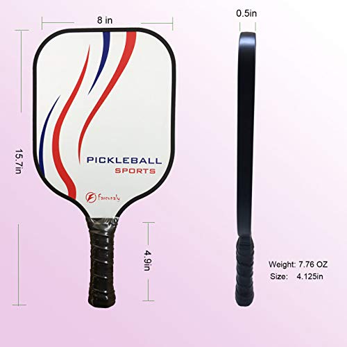 Pickleball Paddle Set,Light weight,Power Honeycomb Core Paddle and Mat surface, Octagonal handle shape，sweat absorption and stitched grip, 4.125'' handle size, 4 pickleballs, cover bag， (red blue)