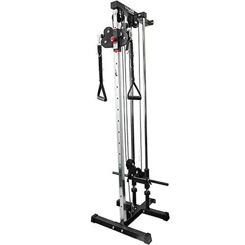 Valor Fitness BD-62 Wall Mount Cable Station with Adjustable Dual Pulley System and Strap Handles for Functional Home Gym