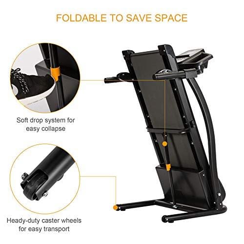 ZELUS Folding Treadmill Electric Motorized Running Machine with Downloadable Sports App Control Walking & Running OR Treadmill Mat, Cup Holder, MP3 Player & Wheels Easy (Upgraded Treadmill with Mat)