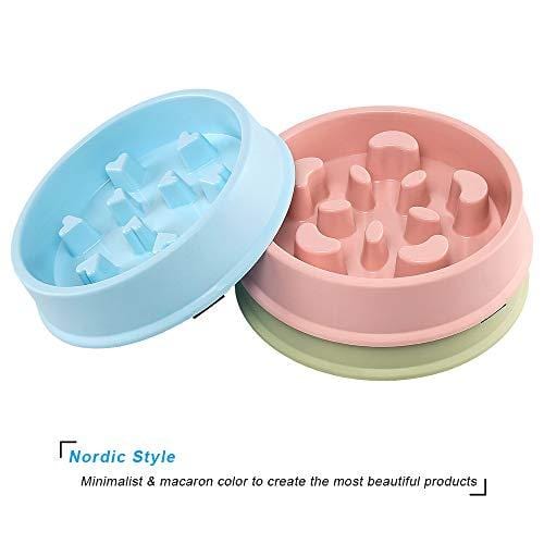UPSKY Slow Feeder Dog Bowl Fun Feeder No Chocking Slow Feeder Bloat Stop Dog Cat Food Water Bowl with Funny Pattern, Blue