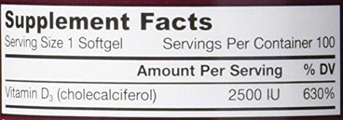 Jarrow Formulas Vitamin D3, Supports: Calcium and Bone Metabolism, 2500 IU, 100 Softgels