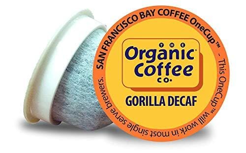 The Organic Coffee Co. OneCup, Gorilla DECAF, Single Serve Coffee K-Cup Pods (80 Count) Keurig Compatible, Swiss Water Process- Decafeinated, USDA Organic