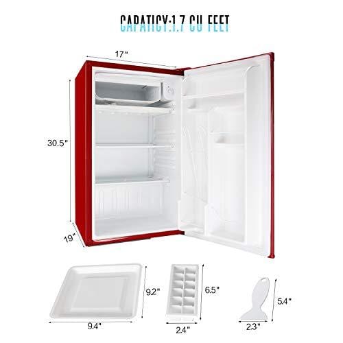 Tavata Compact Refrigerator - 3.2 Cu Ft Countertop Single Door Mini Fridge with Bottle Opener,Freezer,Handle and Reversible Door,Small Drink Chiller for Home, Office,Dorm or RV(Red)
