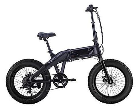 SONDORS Fold X- 500 Watt- 48V – 14 Ah Lithium-ION Battery- 7 Speed derailleur -Up to 60-Mile Range and up to speeds of 20 mph – Folding Electric Bike. (Black/Black)