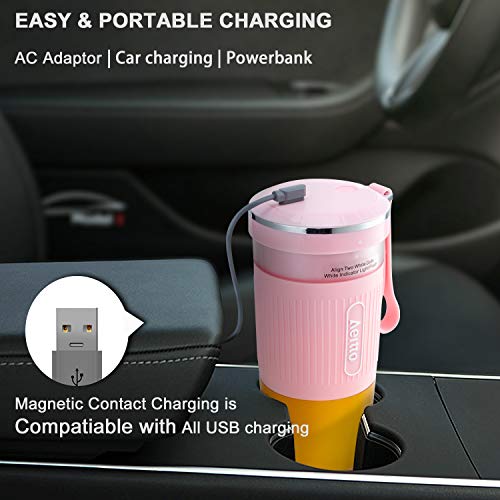 Portable Blender, Cordless Personal Blender Juicer, Mini Mixer, Smoothies Maker Fruit Blender Bottle Cup With USB Rechargeable, BPA Free, 10oz,for Home, Office, Sports, Travel, Outdoors, by Aeitto