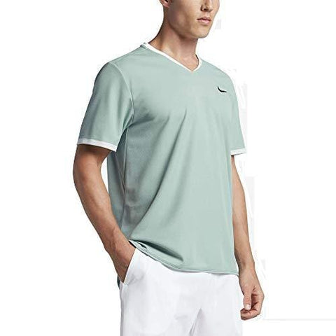 Nike Men's NikeCourt RF Dry Roger Federer Short Sleeve Tennis Shirt (Size: Large) 801710-046 Canon Green