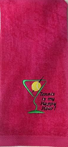 Tennis Is My Happy Hour - Towel (Hot Pink)