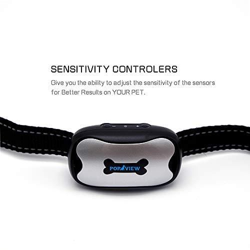 POP VIEW Dog Anti Bark Collar, Small, Medium, Large Dogs, 7 Adjustable Levels with Sound and Vibration, No Shock, Harmless & Humane, Stops Dogs Barking