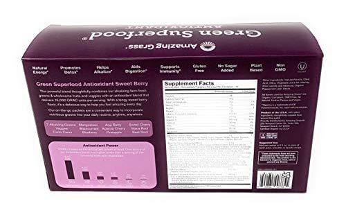 Amazing Grass Green Superfood Antioxidant Organic Powder with Wheat Grass, Elderberry, and Greens, Flavor: Sweet Berry, Box of 30 Individual Serving