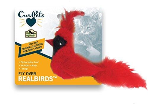 OurPets Play-N-Squeak Real Birds Fly Over Interactive Cat Toy