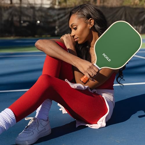 PICKLD Stylish Premium Pickleball Paddle Racket | Durable Fiberglass Surface | Honeycomb Core | Perfect Addition to a Pickleball Set | Indoor Outdoor Pickle Ball Paddle (Leaf Green)