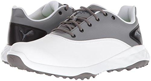 PUMA Golf Men's Grip Fusion Golf Shoe, White/Quiet Shade/Black, 11 Medium US