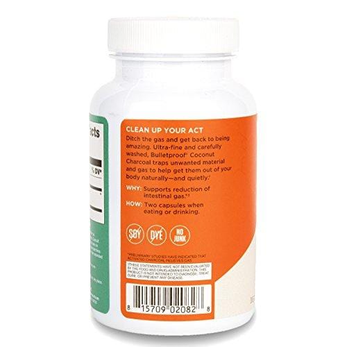 Bulletproof Coconut Charcoal, Supports Better Digestion and Gas Relief (90 Capsules)
