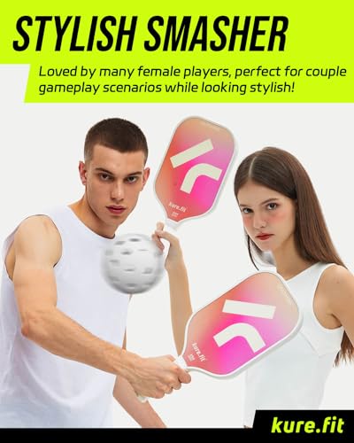 kure.fit Pickleball Paddle Set, USAPA Approved, 4 Balls, Training Pad, Practice Tutorial Video, Lightweight, Easy Grip, Non-Sticky, Fiberglass Surface, 16MM Thickness, Racket for Beginner, Women, Men