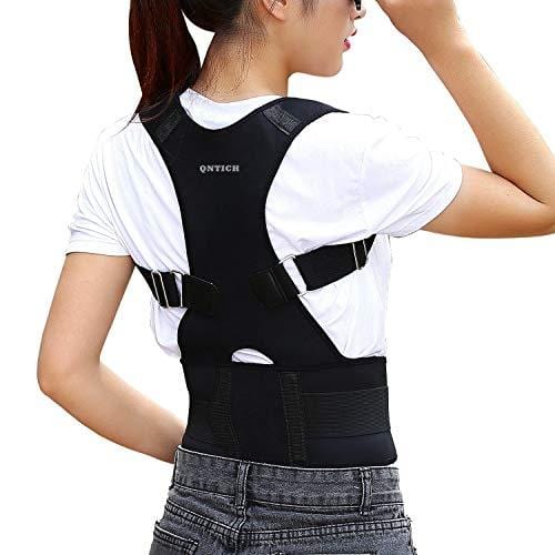 QNTICH Back Brace Posture Corrector Fully Adjustable Support Belt Improves Posture and Provides Lumbar Back Brace Lower and Upper Back Pain Relief Upright Go Posture (Large(27"-35"Waist))