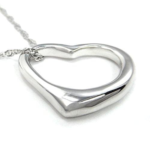 Perfect Love Open Heart [Large Size] Sterling Silver Pendant Necklace