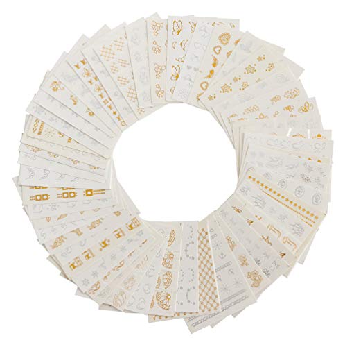 Ocealux Gold Silver Nail Art Stickers 30 Sheets Metallic Water Transfer Decals Feather Flower Spider Butterfly Lace Dream Catcher Design Decal For Nails Decoration Nail Art Manicure Slider