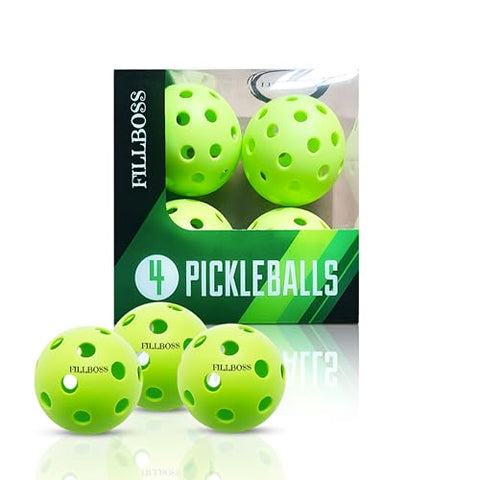 FILLBOSS Outdoor Indoor Durable Pickleball Ball, Premium High Elasticity Pickleball Ball, USAPA Approved Pickleballs - Set of 4