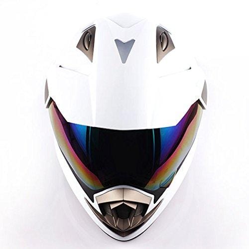 Dual Sport Helmet Motorcycle Full Face Motocross Off Road Bike Glossy White,Size Small