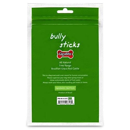GigaBite 6 Inch Slim Odor-Free Bully Sticks (25 Pack) – USDA & FDA Certified All Natural, Free Range Beef Pizzle Dog Treat – By Best Pet Supplies