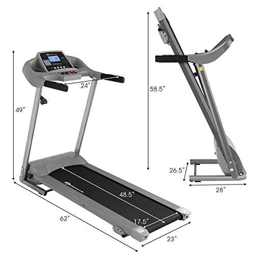 Goplus 2.25HP Electric Folding Treadmill with Incline, Walking Running Jogging Fitness Machine with Blue Backlit LCD Display for Home & Gym Cardio Fitness (Black Jaguar Ⅳ - Updated)