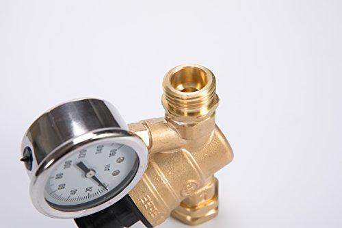 Esright Brass Water Pressure Regulator 3/4 Lead-Free with Gauge for RV Camper Adjustable Water Pressure Regulator,Build-in Oil (NH Threads)