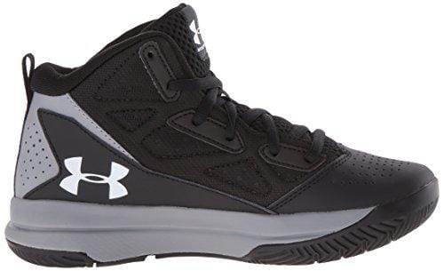 Under Armour Men's Grade School Jet Mid Basketball Shoe, Black (001)/Steel, 7