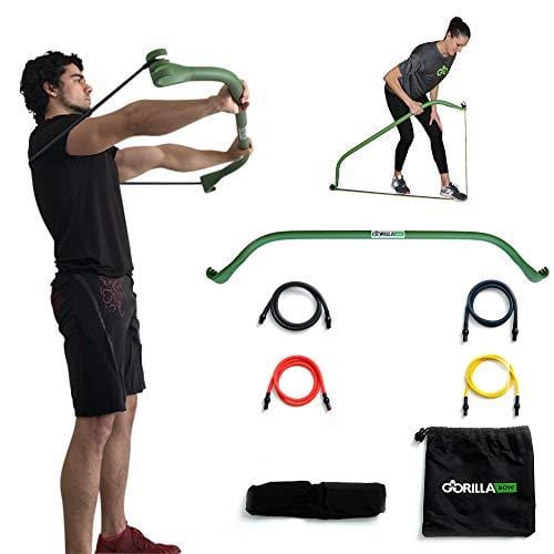 Gorilla Bow Portable Home Gym Resistance Band System, Weightlifting and HIIT Interval Training Kit, Full Body Workout Equipment (Original Green)