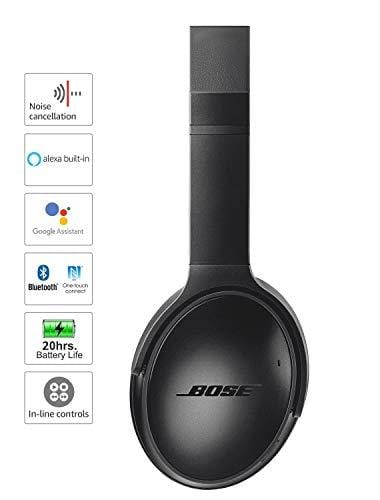 Bose QuietComfort 35 II Wireless Bluetooth Headphones, Noise-Cancelling, with Alexa voice control, enabled with Bose AR – Black