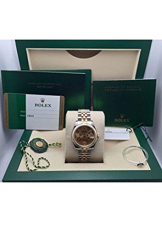 Rolex Datejust 31 Champagne Raised Floral Motif Dial18k Yellow Gold Ladies Watch 178273
