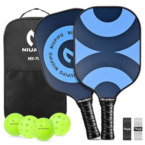 Niupipo Pickleball Paddles – USAPA Approved Carbon Fiber Pickleball Paddle Set of 2, Extended Grip & Larger Sweet Spot, Complete Pickleball Paddles Set with 4 Pickleball Balls and 1 Bag for Beginners