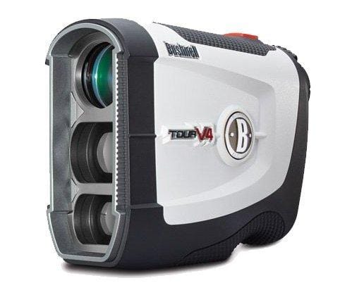 Bushnell Tour V4 (Standard) Golf Rangefinder Patriot Pack Bundle - with Carrying Case, Blue Protective Skin, PlayBetter Microfiber Towel and Two (2) CR2 Batteries