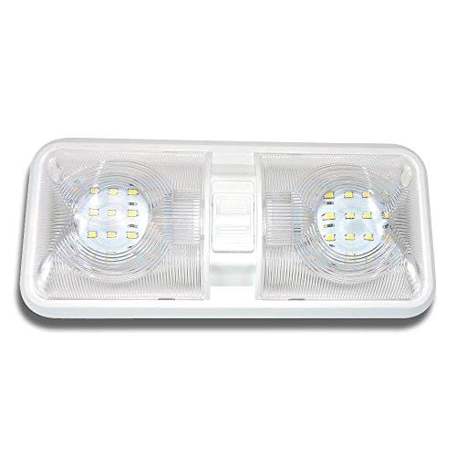 Leisure LED RV LED Ceiling Double Dome Light Fixture with ON/OFF Switch Interior  Lighting for Car RV Trailer Camper Boat DC 12V Natural White 4000-4500K  48X2835SMD