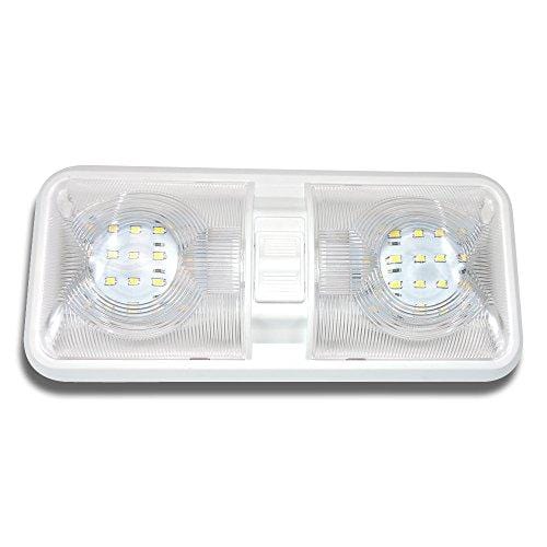 10 Pack RV LED Ceiling Double Dome Light Fixture with ON/Off Switch Interior Lighting for Car/RV/Trailer/Camper/Boat DC 12V Natural White 4000-4500K 48X2835SMD