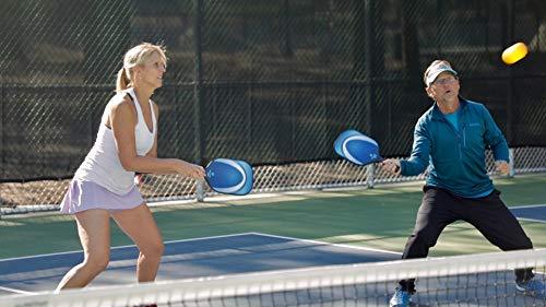 NewFit Blur Pickleball Paddle | USAPA Approved | Graphite Face & Polymer Core for a Quiet and Light Racket | 2 Paddles Set w/ 4 Balls (Blue Set)