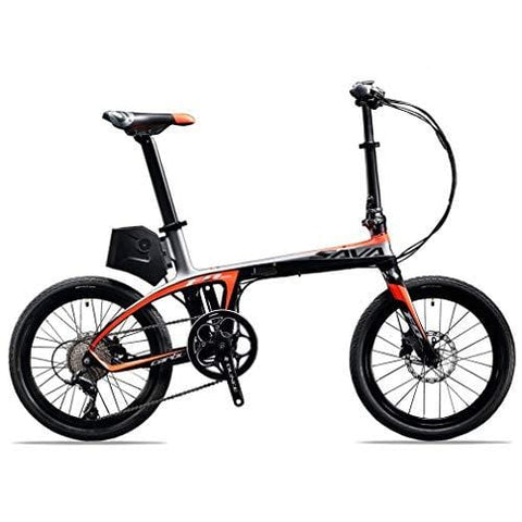 SAVADECK Folding Electric Bicycle, E6 20” Carbon Fiber Folding E-Bike 36V / 250W Pedal-Assist Pedelec Foldable Bicycle with Shimano SORA 9 Speed and Removable 36V/ 5.8Ah Li-ion Battery