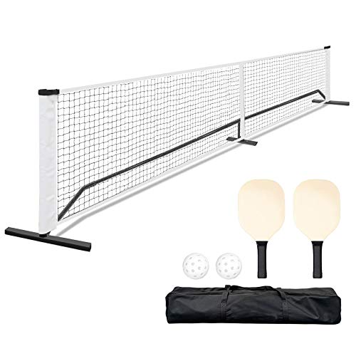 ORIENTOOLS 22 FT Portable Pickleball Net Set System with Carrying Bag, (2) Paddles, and (2) Pickleballs, Durable Sports Net for Indoor, Outdoor Court, Backyard, Beach, Driveway